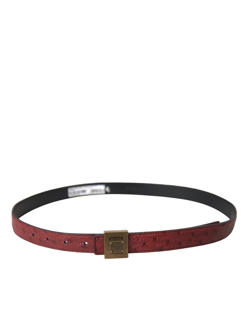 Cinto Dolce & Gabbana de couro marrom com fivela quadrada de metal