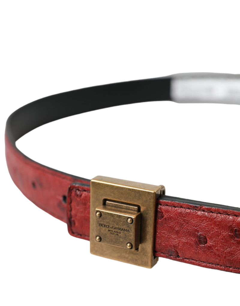Cinto Dolce & Gabbana de couro marrom com fivela quadrada de metal