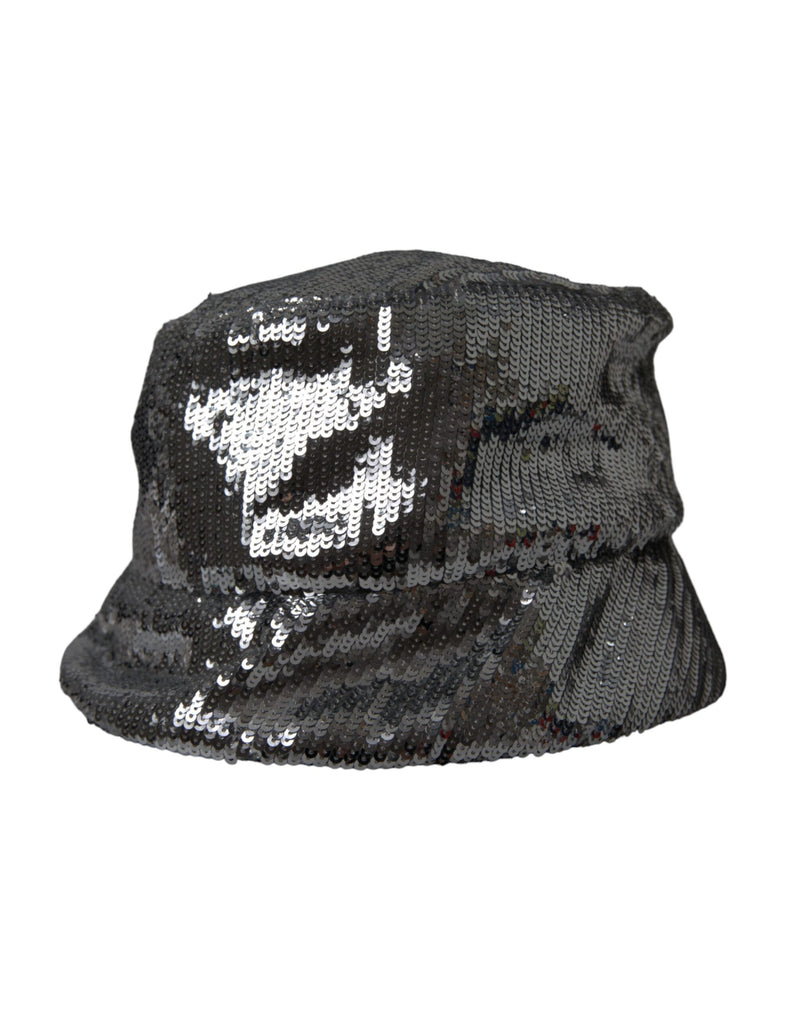 Chapéu bucket masculino Dolce & Gabbana de náilon prateado com paetês