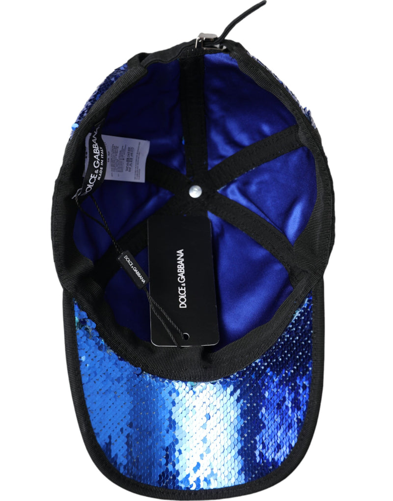 Casquette de baseball pour homme Dolce & Gabbana à sequins bleu roi