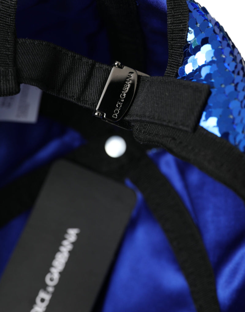 Casquette de baseball pour homme Dolce & Gabbana à sequins bleu roi