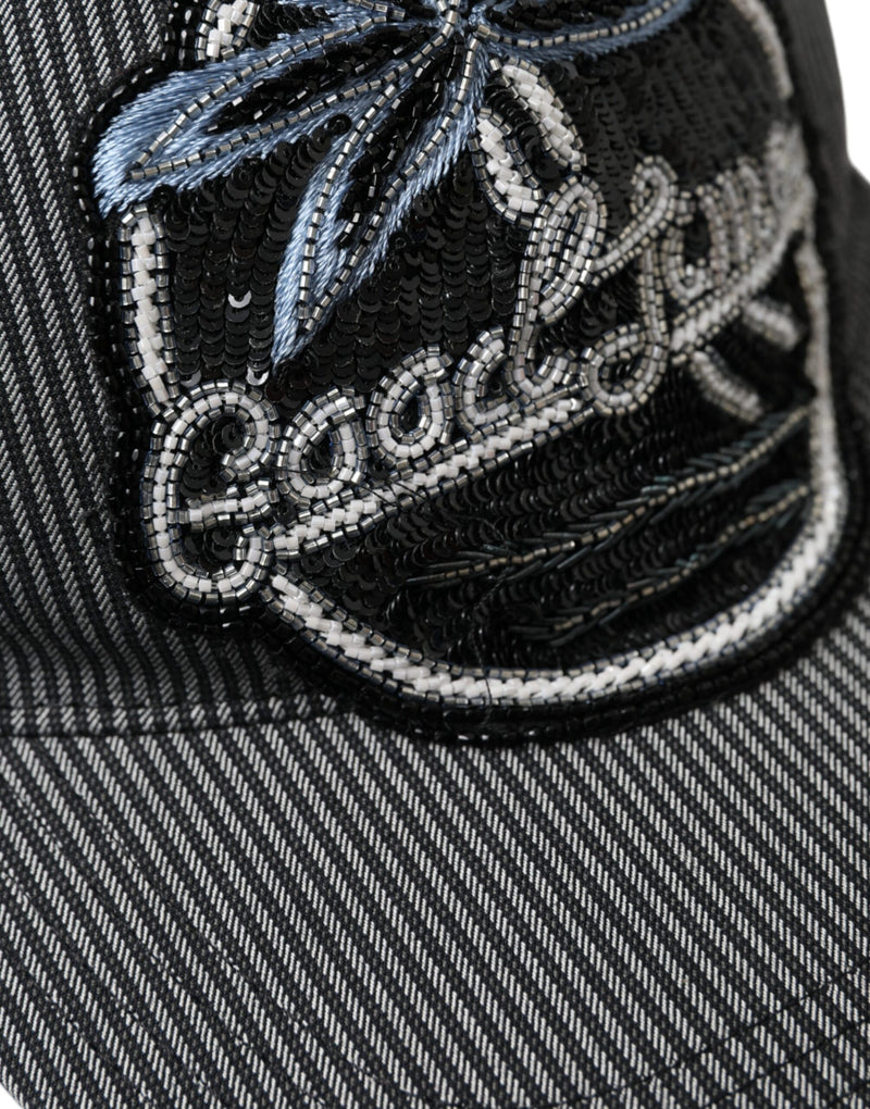 Gorra de béisbol para hombre Dolce & Gabbana de algodón negro con adornos