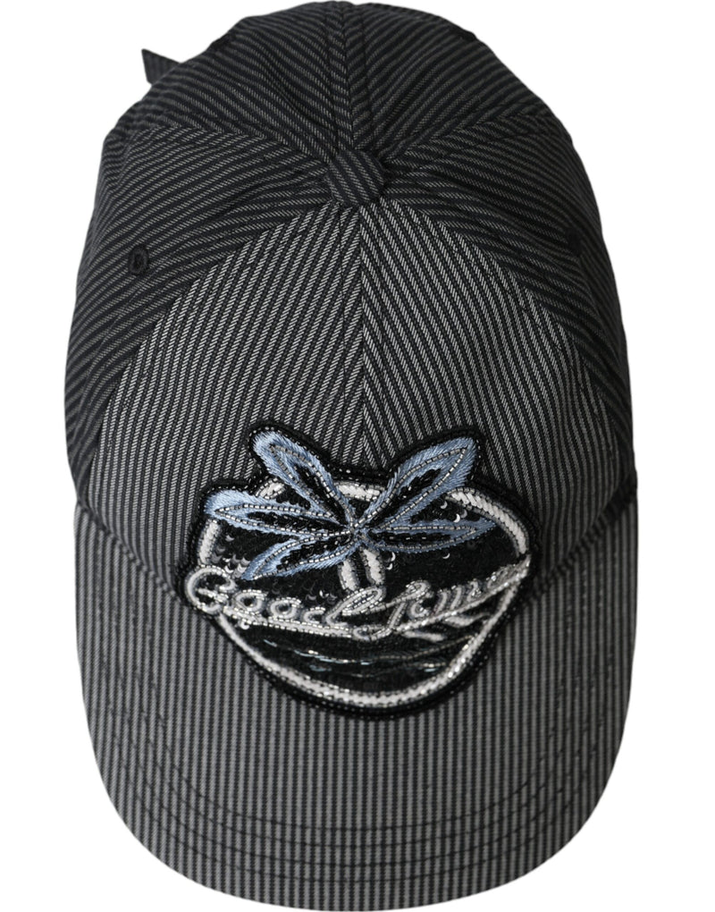 Gorra de béisbol para hombre Dolce & Gabbana de algodón negro con adornos