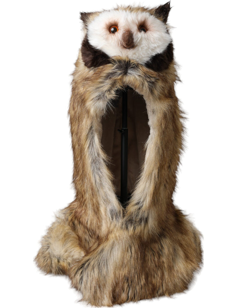 Chapeau intégral en fausse fourrure marron motif hibou Dolce & Gabbana