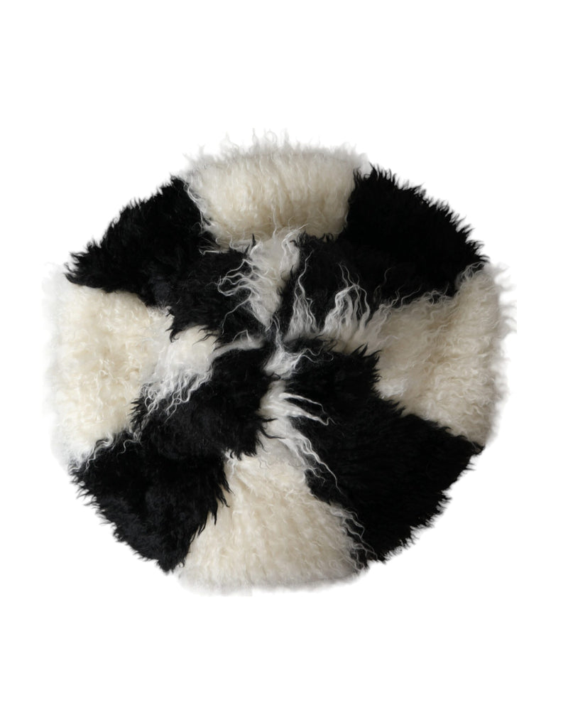 Bob en fourrure de mohair à rayures noires et blanches Dolce & Gabbana