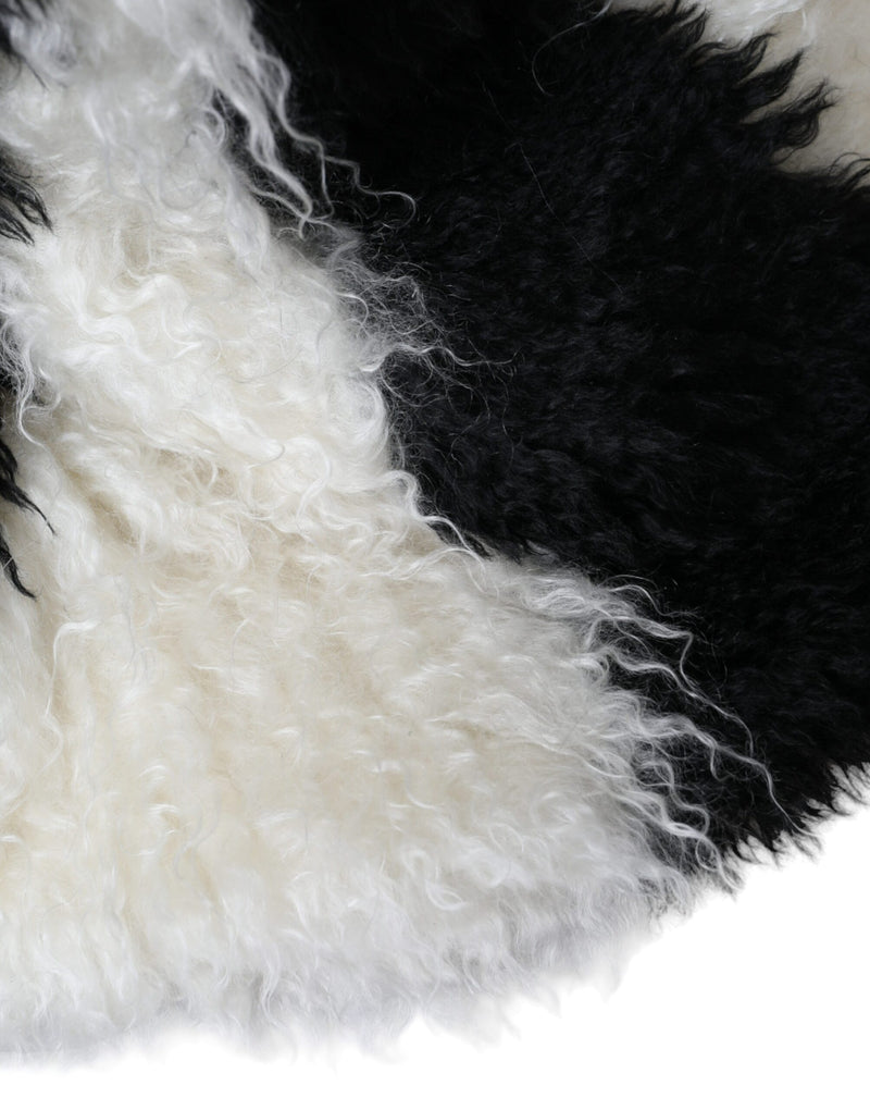 Bob en fourrure de mohair à rayures noires et blanches Dolce & Gabbana