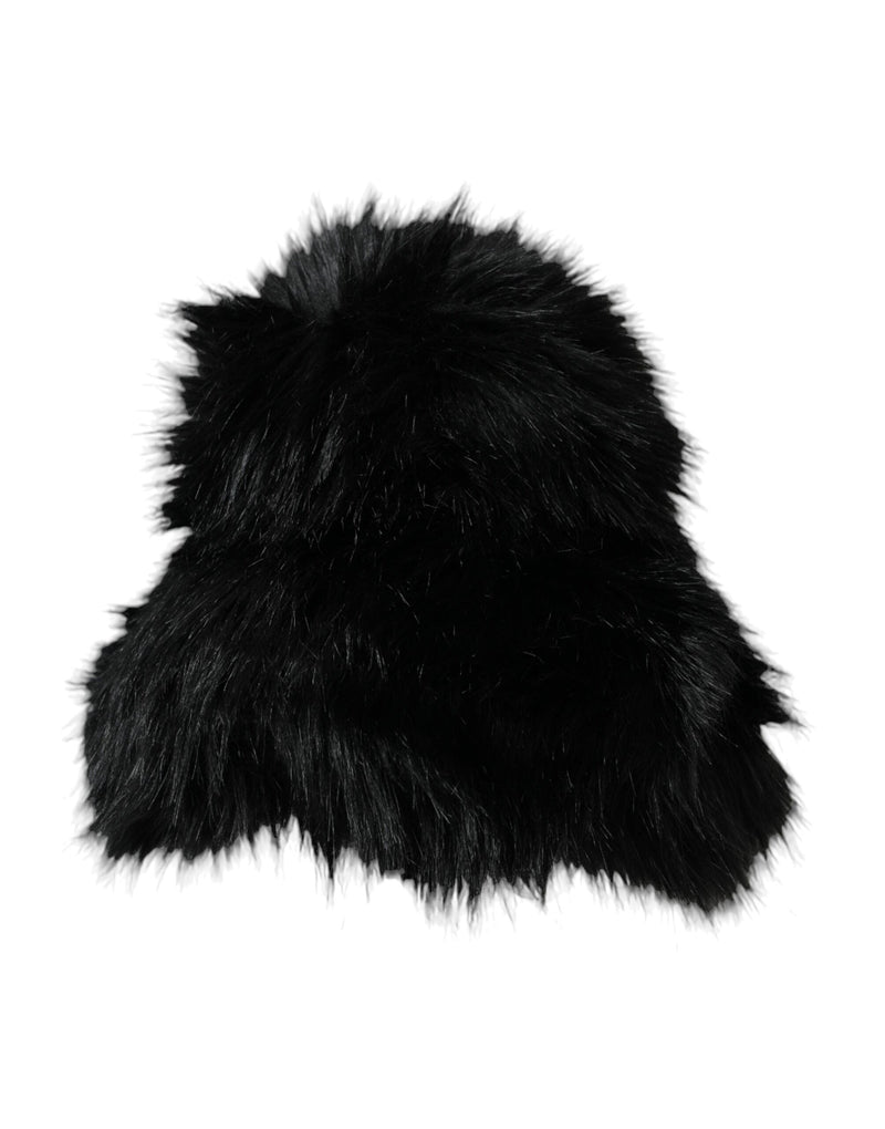 Chapéu bucket de pele sintética preto para mulheres Dolce & Gabbana