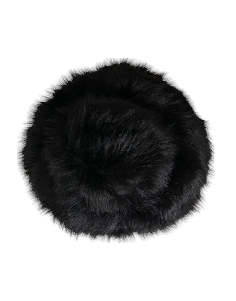 Chapéu bucket de pele sintética preto para mulheres Dolce & Gabbana