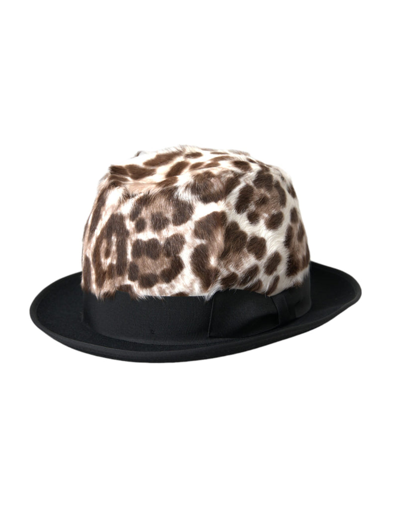 Chapéu fedora com estampa de leopardo multicolorida para mulheres Dolce & Gabbana