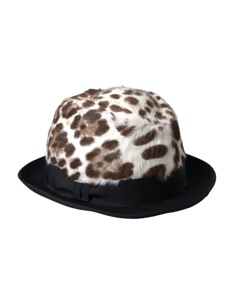 Chapéu fedora com estampa de leopardo multicolorida para mulheres Dolce & Gabbana