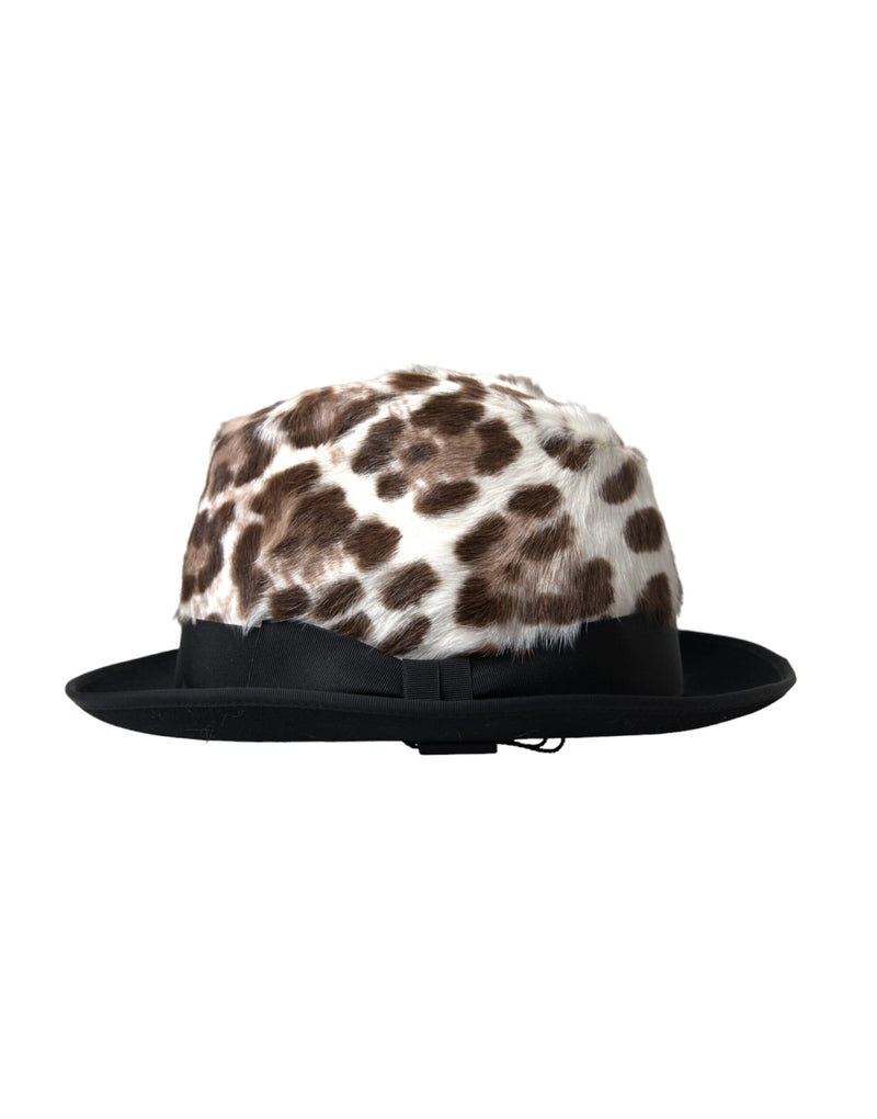Chapéu fedora com estampa de leopardo multicolorida para mulheres Dolce & Gabbana