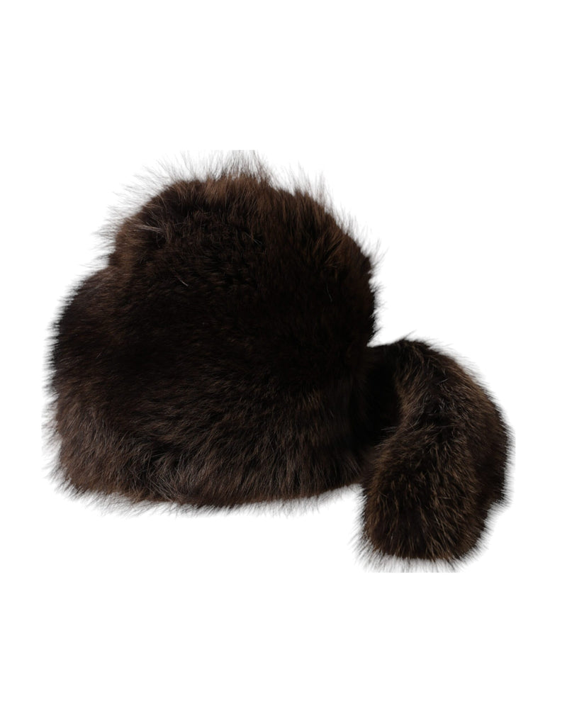 Sombrero de pescador de piel de mapache marrón para mujer de Dolce & Gabbana
