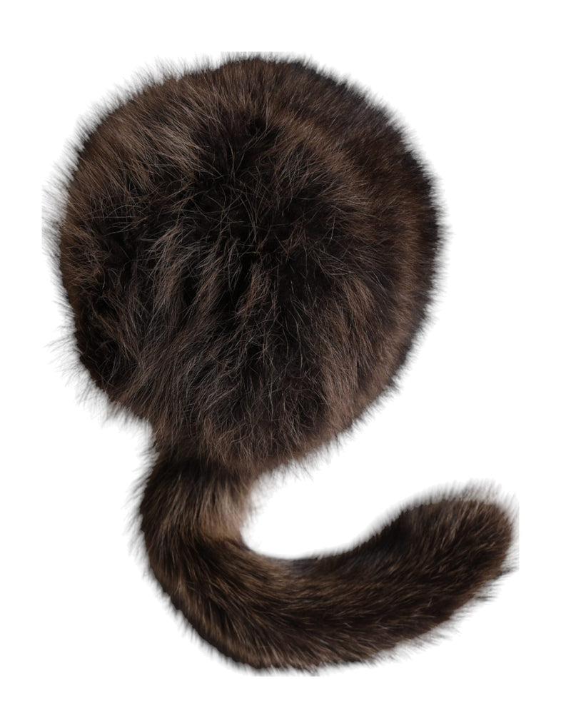 Sombrero de pescador de piel de mapache marrón para mujer de Dolce & Gabbana