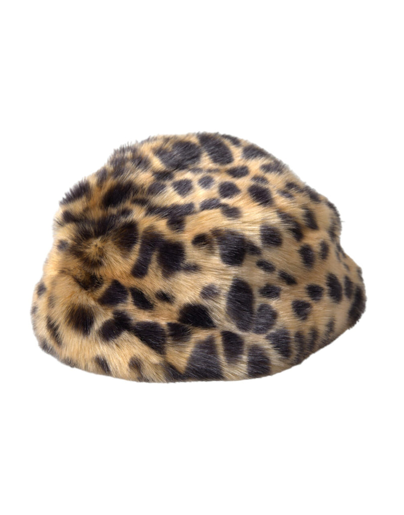 Chapéu bucket de pele com estampa de leopardo marrom para mulheres Dolce & Gabbana
