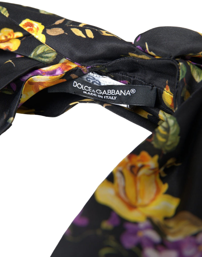 Tiara de cabelo tipo diadema Dolce & Gabbana em seda preta com aplique floral para mulheres