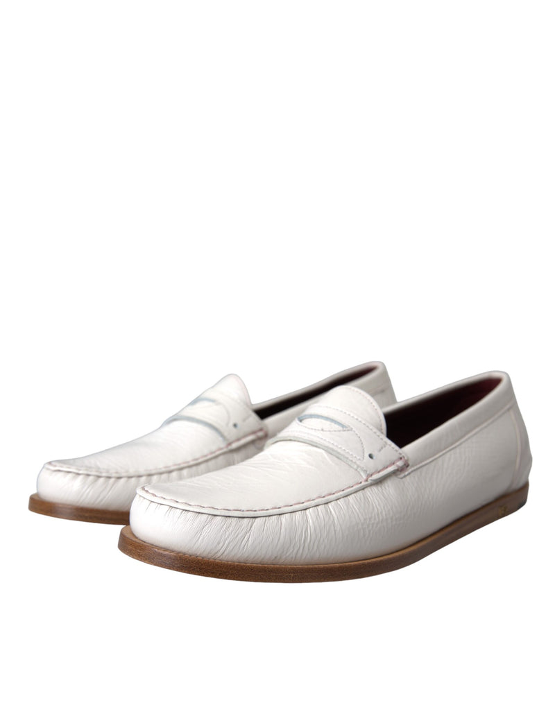 Mocasines sin cordones de piel blanca para hombre de Dolce & Gabbana