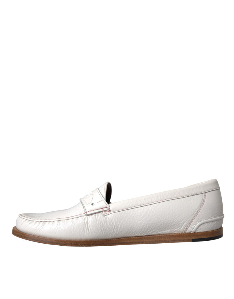 Mocasines sin cordones de piel blanca para hombre de Dolce & Gabbana