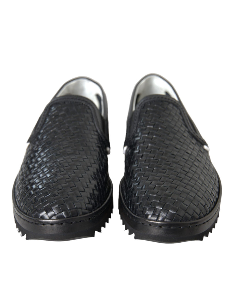 Mocasines de piel de búfalo negra tejida para hombre de Dolce & Gabbana