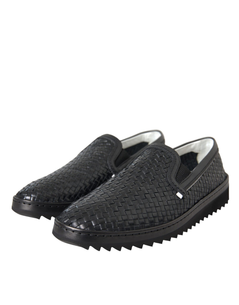 Mocasines de piel de búfalo negra tejida para hombre de Dolce & Gabbana