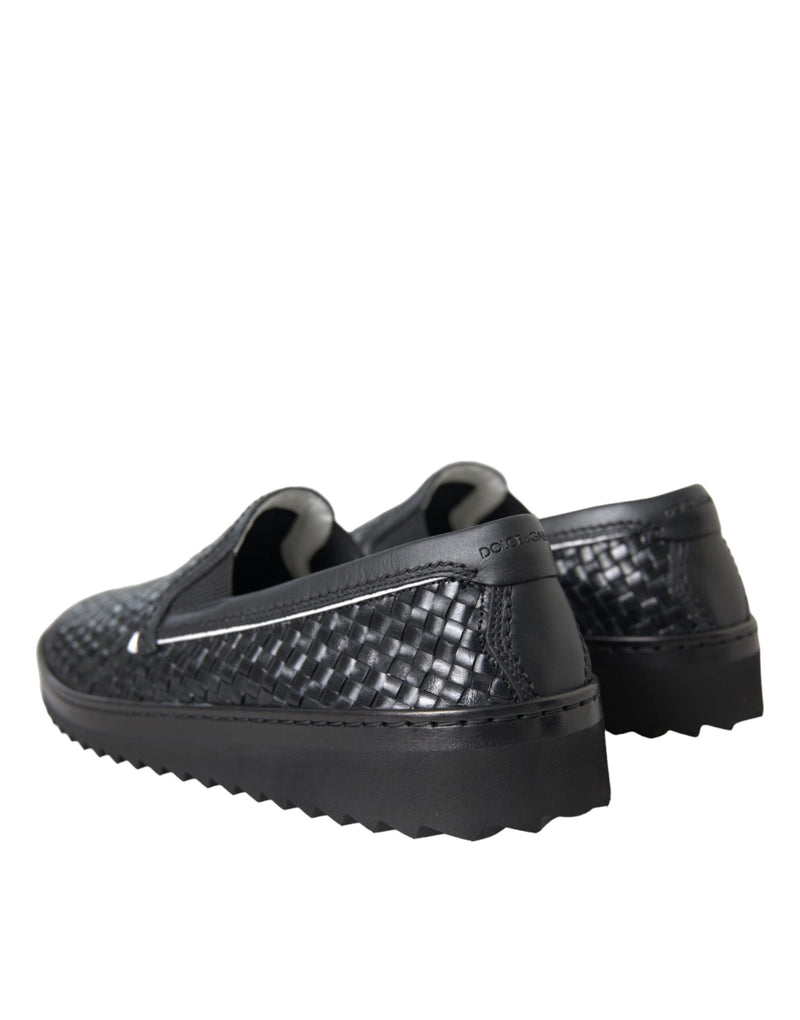 Mocasines de piel de búfalo negra tejida para hombre de Dolce & Gabbana