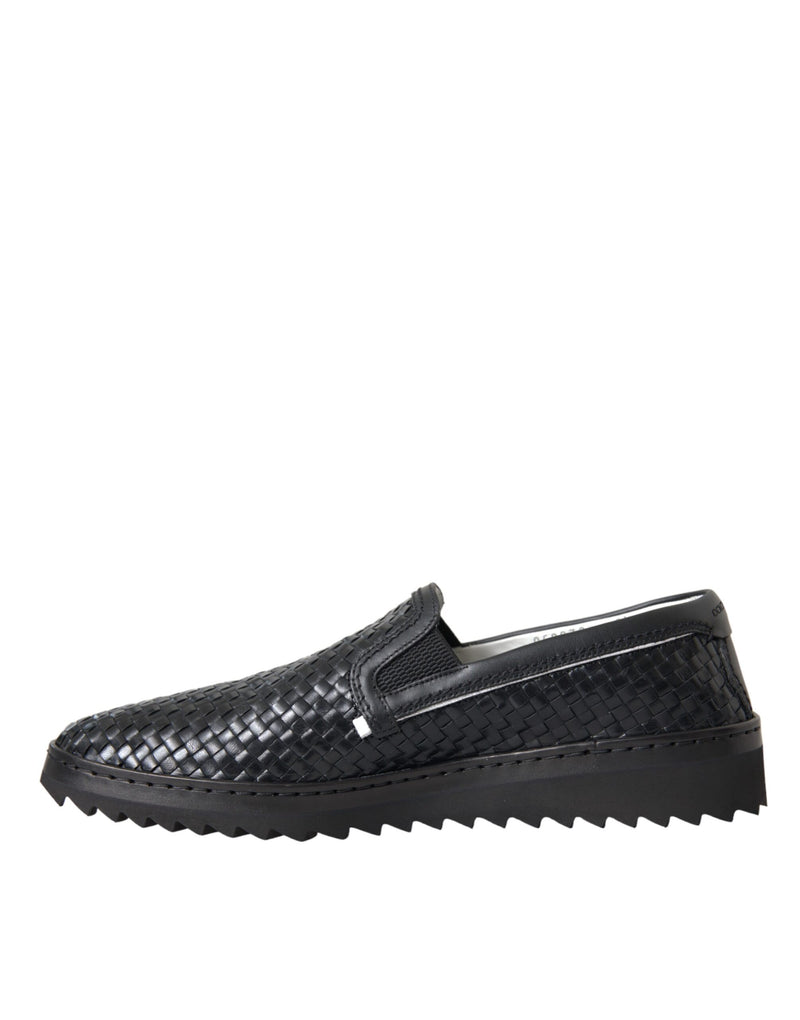 Mocasines de piel de búfalo negra tejida para hombre de Dolce & Gabbana