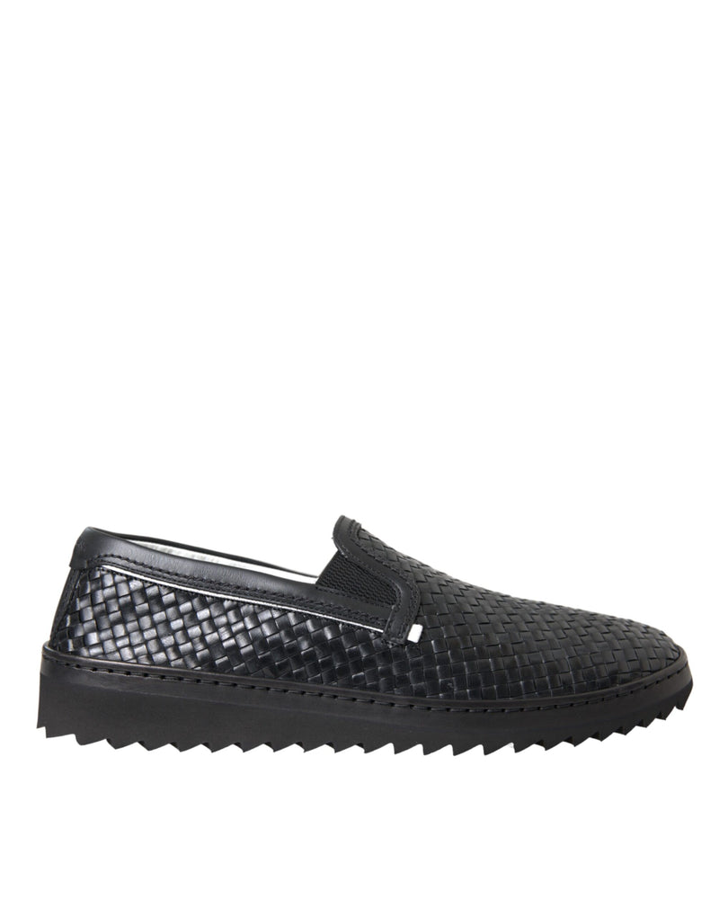 Mocasines de piel de búfalo negra tejida para hombre de Dolce & Gabbana