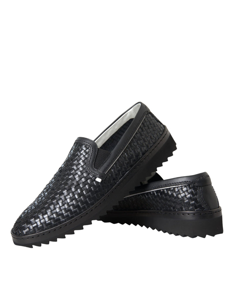 Mocasines de piel de búfalo negra tejida para hombre de Dolce & Gabbana