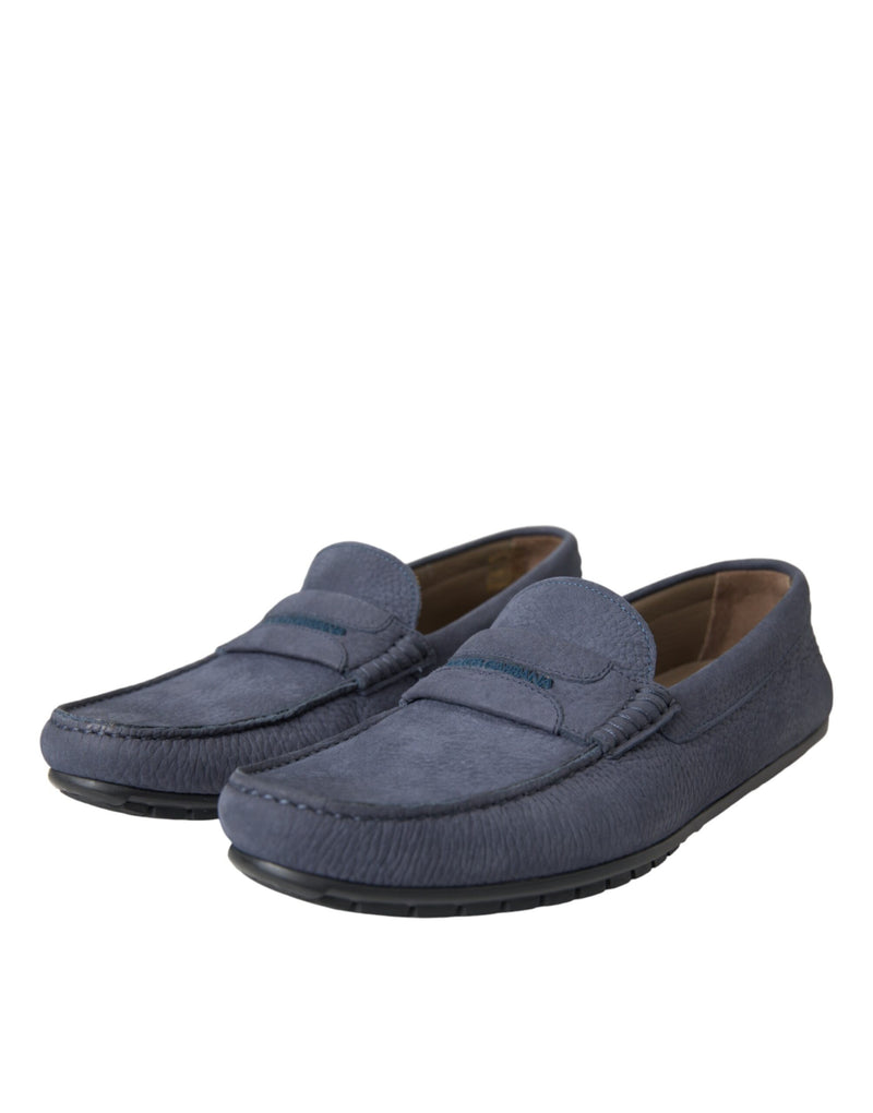 Mocassins à enfiler Dolce & Gabbana en cuir de veau bleu