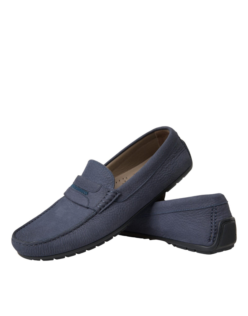 Mocassins à enfiler Dolce & Gabbana en cuir de veau bleu