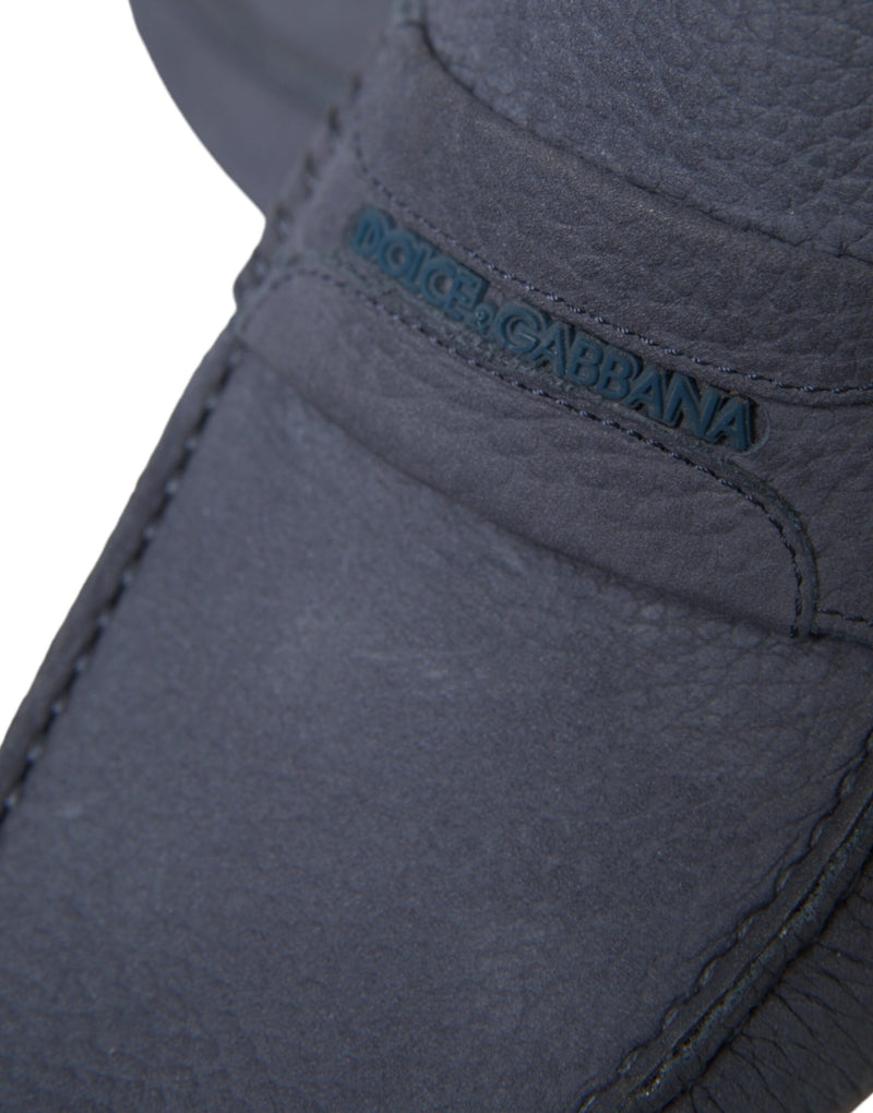 Mocassins à enfiler Dolce & Gabbana en cuir de veau bleu