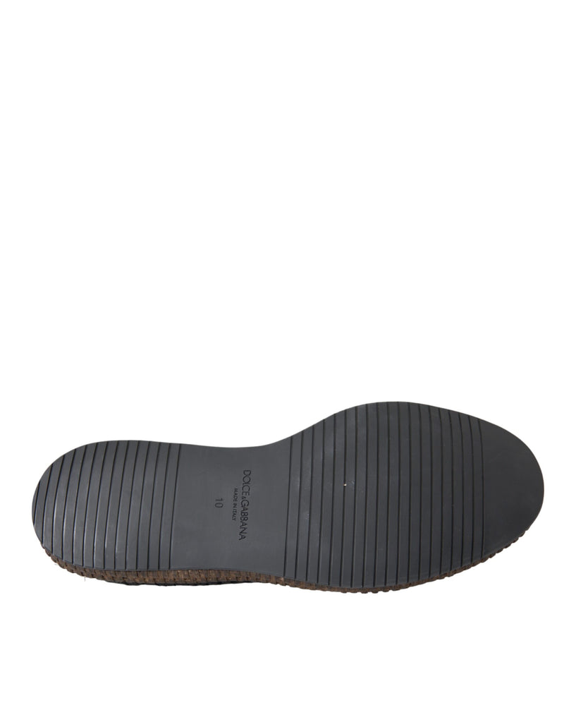 Chaussures derby à lacets en cuir de chèvre tressé noir Dolce & Gabbana
