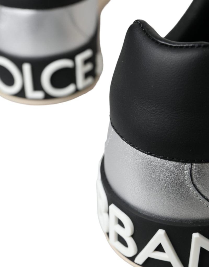 Tênis Dolce & Gabbana Portofino prateados de couro de bezerro para homem