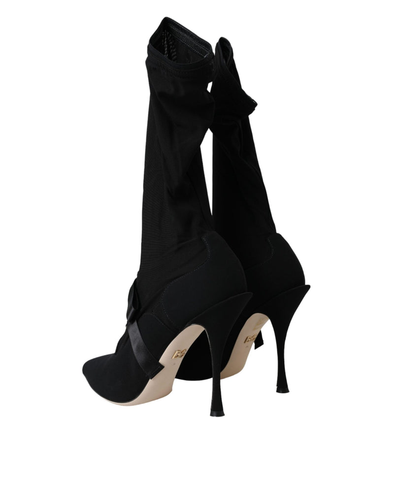 Bottes mi-mollet noires à talons aiguilles Dolce & Gabbana