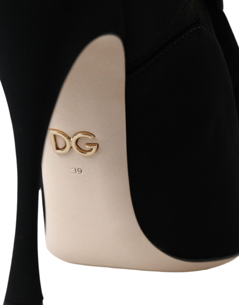 Bottes mi-mollet noires à talons aiguilles Dolce & Gabbana