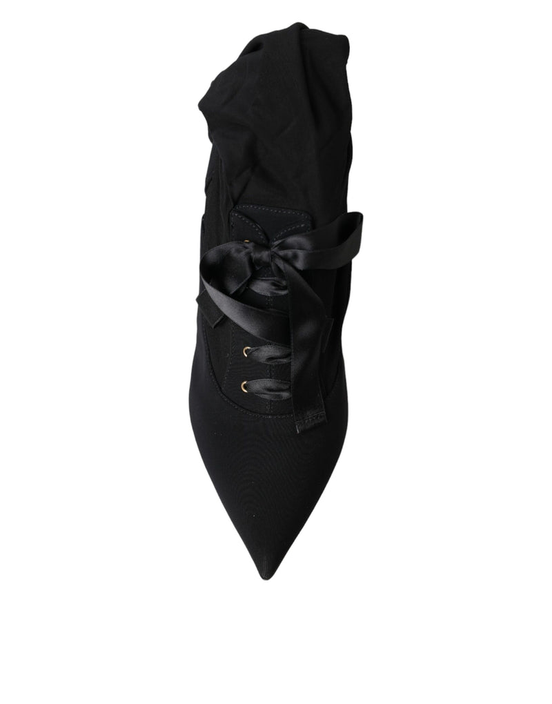 Bottes mi-mollet noires à talons aiguilles Dolce & Gabbana