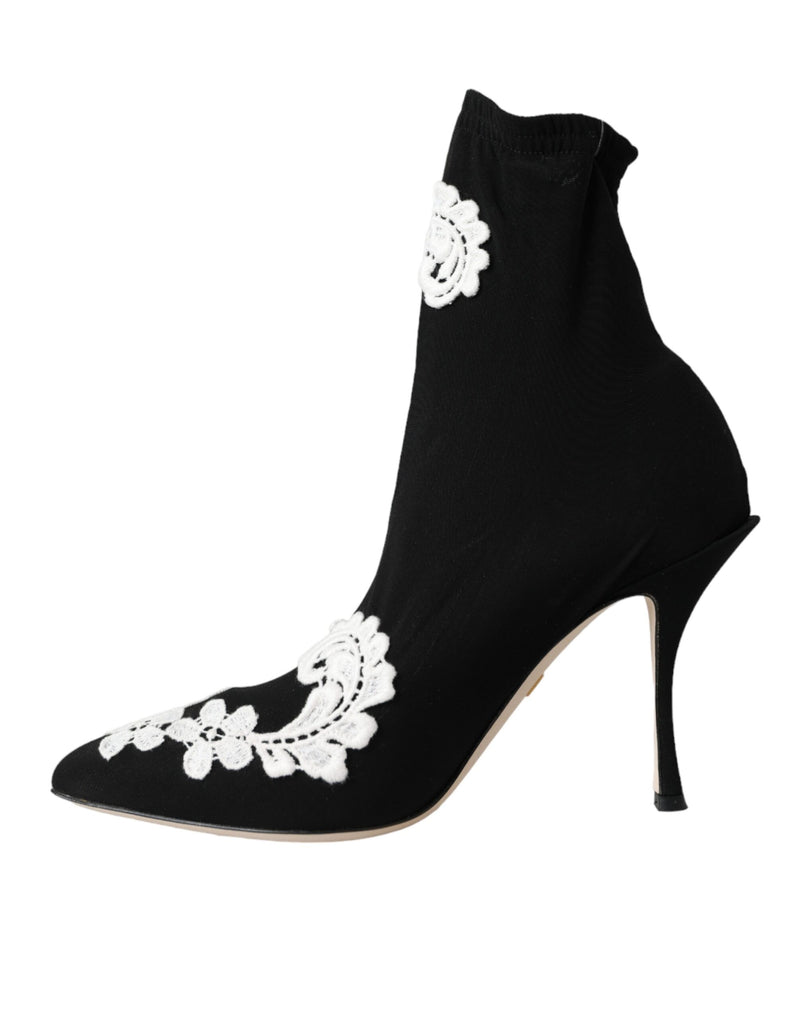 Botas sin cordones negras con bordado blanco de Dolce & Gabbana