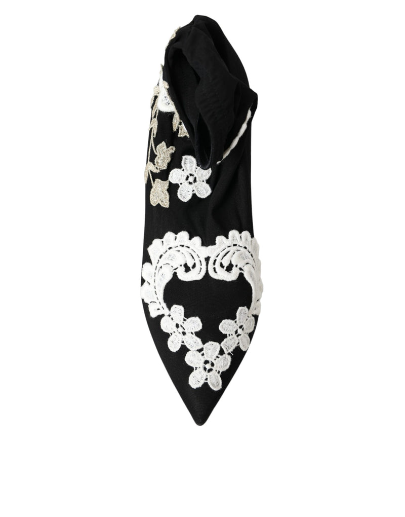 Botas sin cordones negras con bordado blanco de Dolce & Gabbana