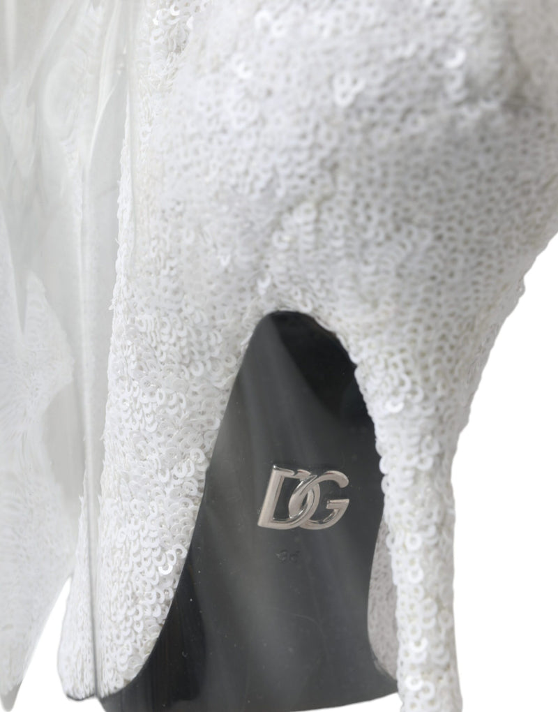 Botas altas hasta la rodilla con tacón de aguja blancas de Dolce & Gabbana