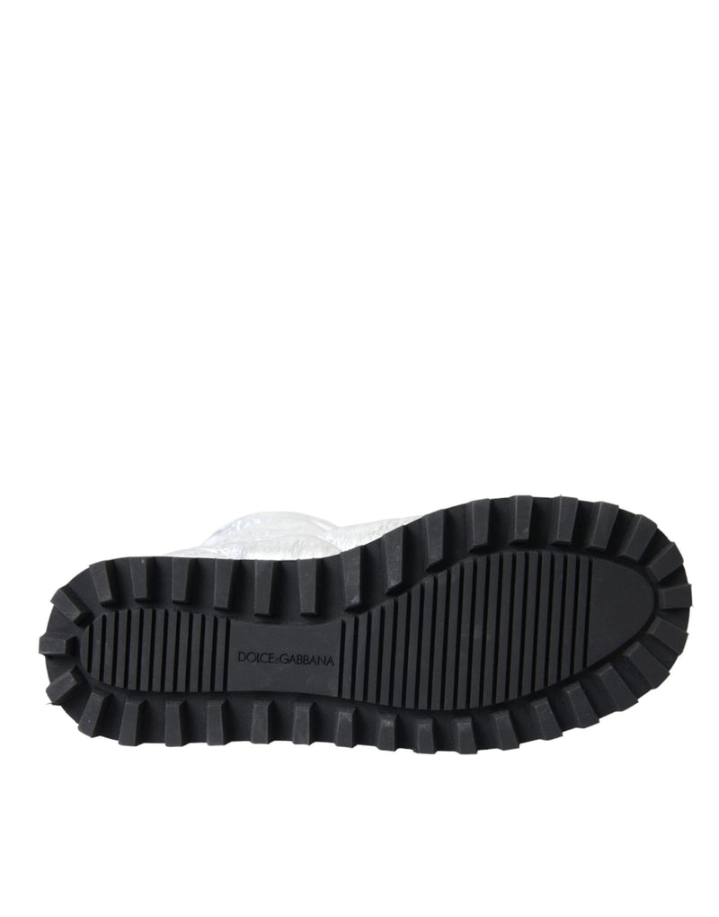 Botas acolchadas plateadas metalizadas con parche del logo de Dolce & Gabbana