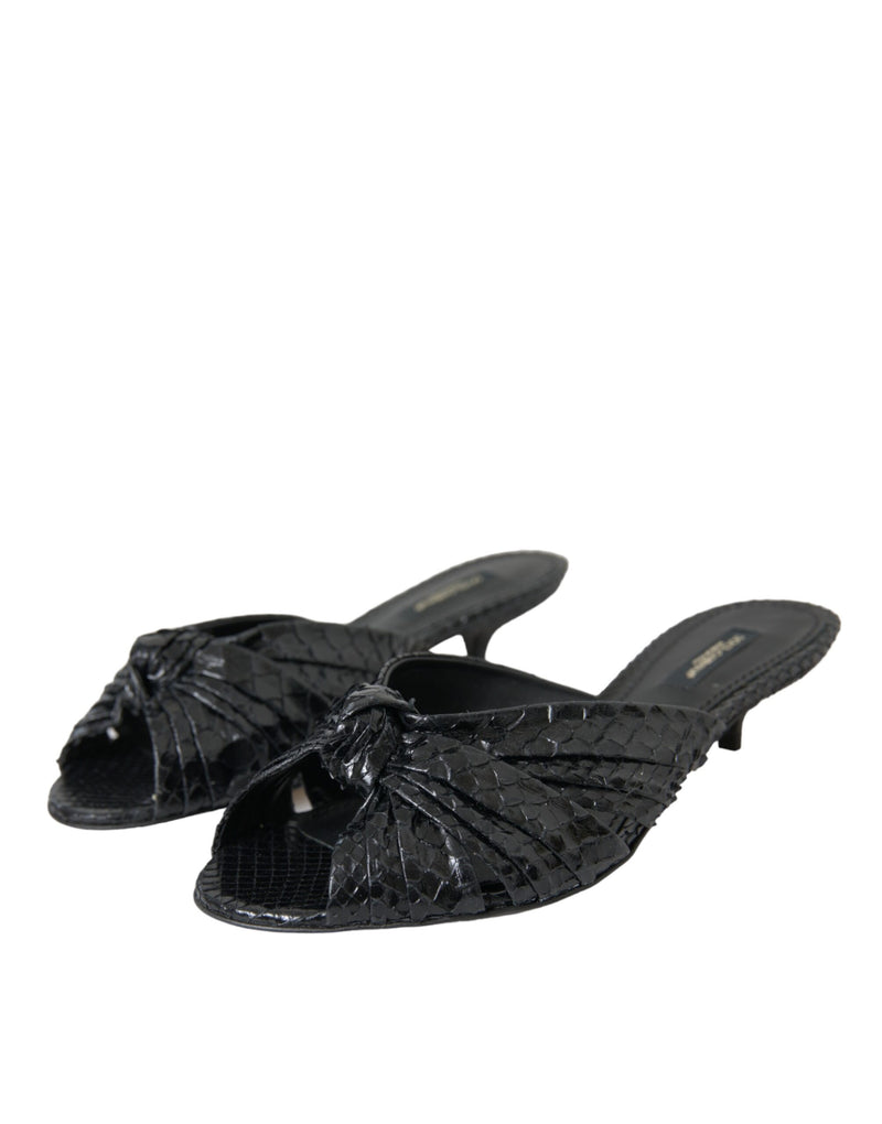 Sandalias tipo mule negras de piel exótica con tacón Dolce & Gabbana