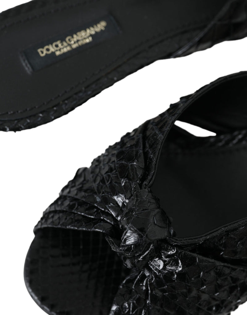 Sandalias tipo mule negras de piel exótica con tacón Dolce & Gabbana