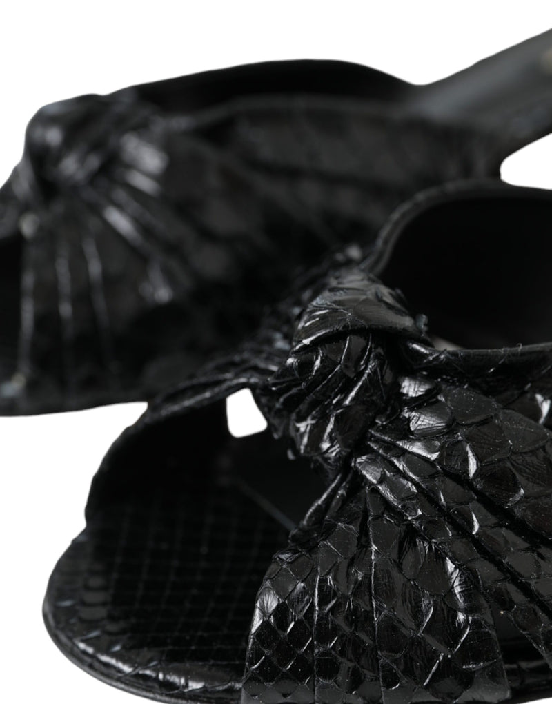 Sandalias tipo mule negras de piel exótica con tacón Dolce & Gabbana