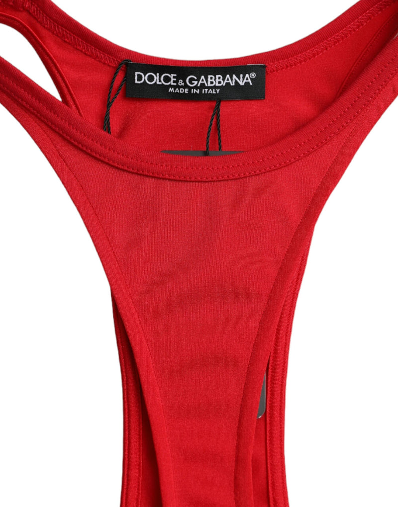 Minivestido ajustado rojo de nailon elástico Dolce & Gabbana