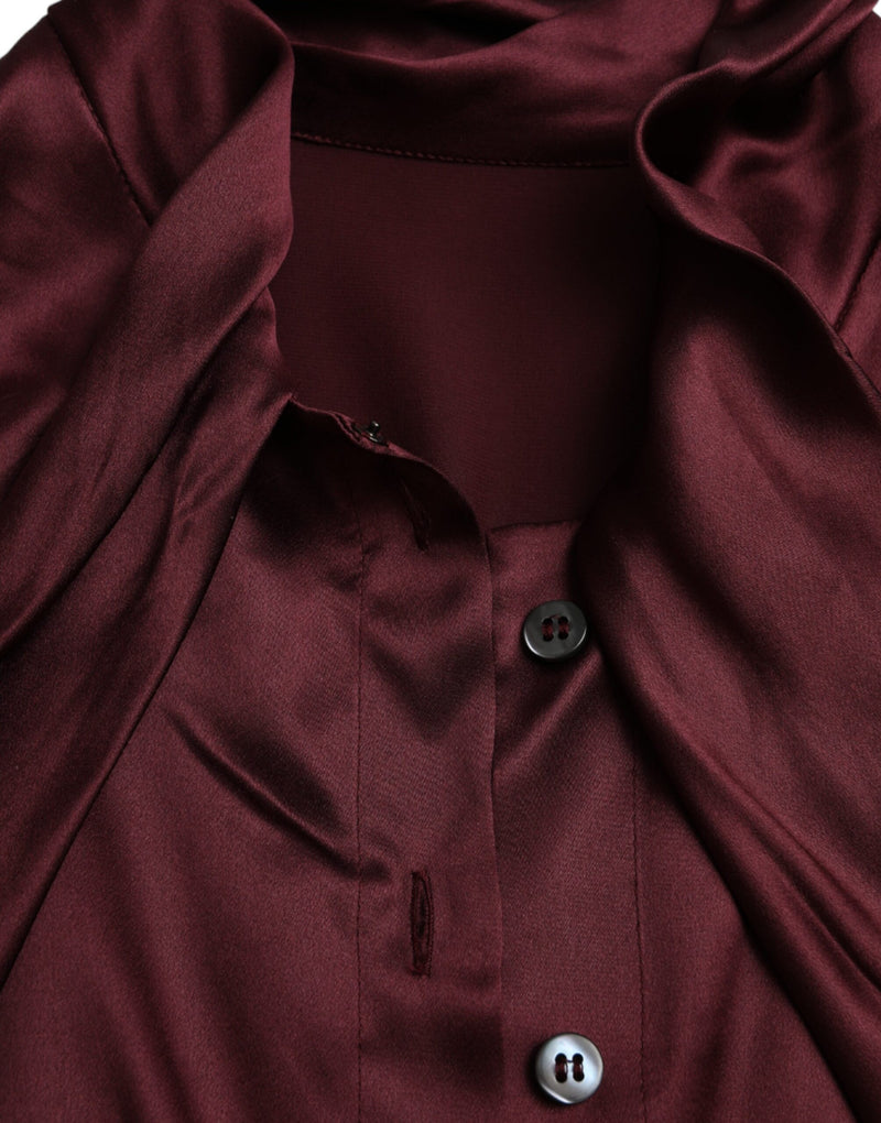 Blusa de manga larga color granate con cuello ascot de Dolce & Gabbana