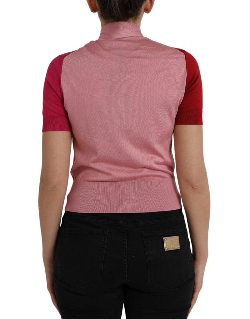 Top rosa de manga corta y cuello ascot de Dolce & Gabbana