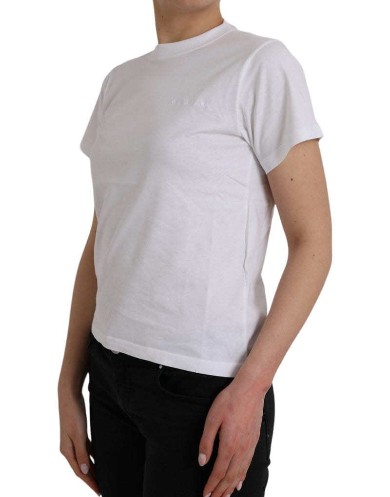 T-shirt blanc en coton à col rond et manches courtes Balenciaga