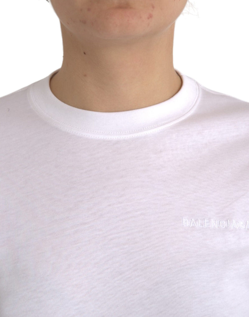 T-shirt blanc en coton à col rond et manches courtes Balenciaga
