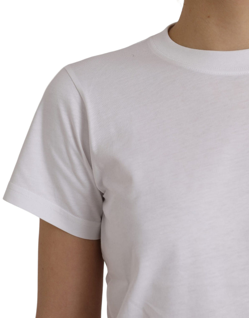 T-shirt blanc en coton à col rond et manches courtes Balenciaga