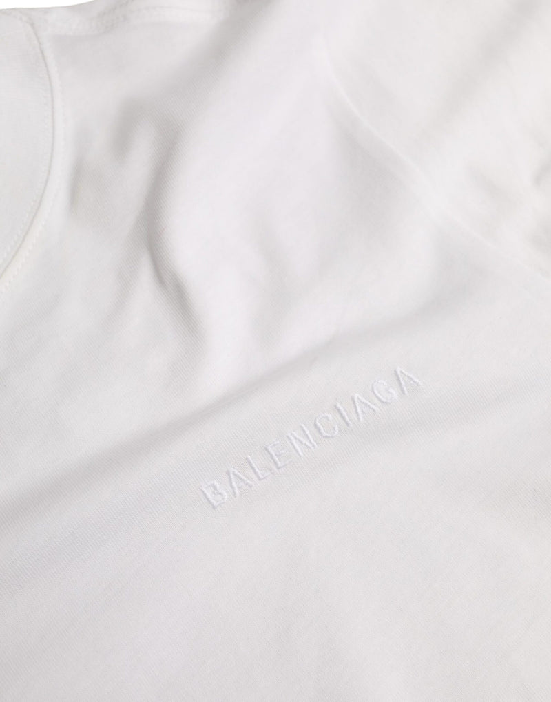 T-shirt blanc en coton à col rond et manches courtes Balenciaga