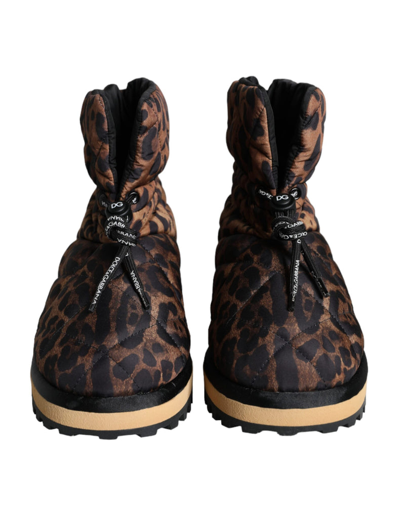 Bottes à la cheville matelassées Dolce & Gabbana en cuir marron à imprimé léopard
